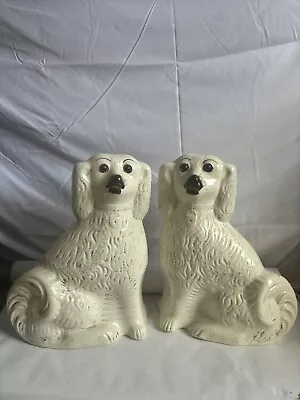 Buy A Pair Of Large 13” Victorian Staffordshire Spaniel/Pot/Wally/Mantle Dogs • 29.99£