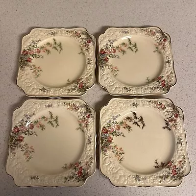 Buy 4 Vtg. Crown Ducal Florentine Porcelain Square Luncheon Plate ROSALIE England • 74.69£