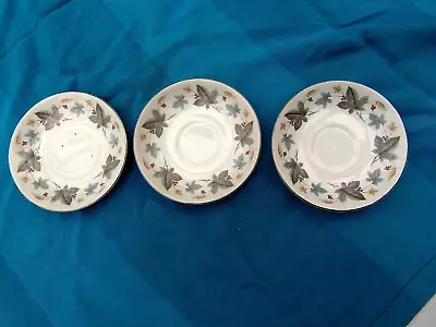 Buy 3x SAUCERS 5.5  White Mist  Ridgway Vinewood Staffordshire England White Foliage • 6.99£