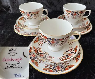 Buy 3 Vintage Colclough Royale No 8525 Trio Tea Cup Saucer Side Plate C1960's VGC • 19.95£