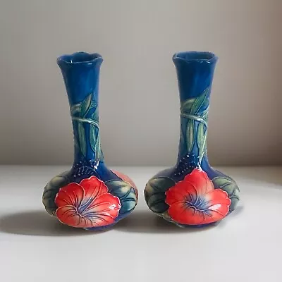 Buy Vintage Old Tupton Ware Pair Of Small Hibiscus Bud Vases  X 2 Hand-Painted 4” H • 15.99£