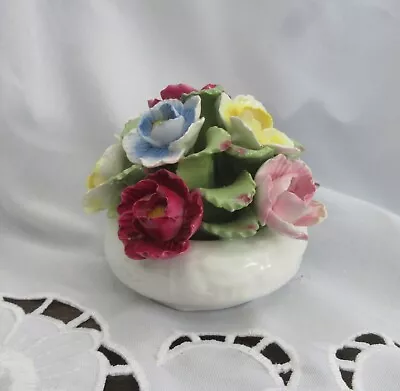Buy Beautifu Roses & Carnations Fine Bone China  White Dish HandPainted England Made • 30£