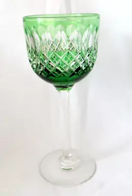 Buy Tyhomas Webb / Webb Corbett Green Cut Lead Crystal Glass Wine Glass - Signed • 45£