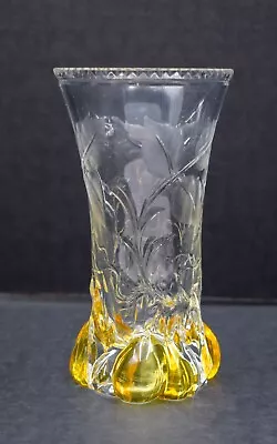 Buy Webb Cut Glass Vase With Carved Polished Yellow Plums, Unsigned • 419.37£