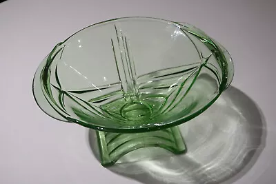 Buy Striking Stölzle Czech Art Deco 1930's Green Glass Footed Bowl • 24£