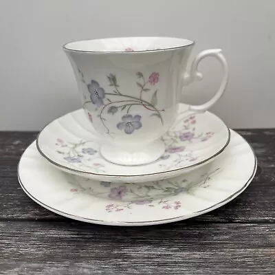 Buy Royal Stafford Bone China Tea Cup Saucer Side Plate Trio Floral Pink Lilac • 16£