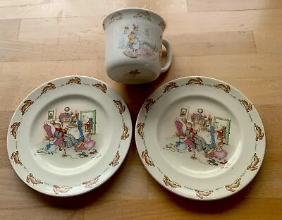 Buy 2 Vintage Royal Doulton Bunnykins Plates Barbara Vernon + 1 Mug (faded) Child’s • 29.99£