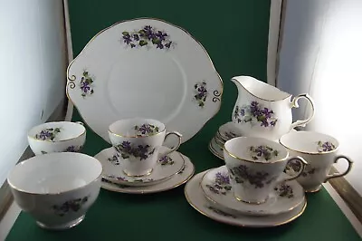 Buy Duchess Violets Bone China Part Tea Set: Cups, Saucers, Plates, Jug, Sugar Bowl • 24.50£