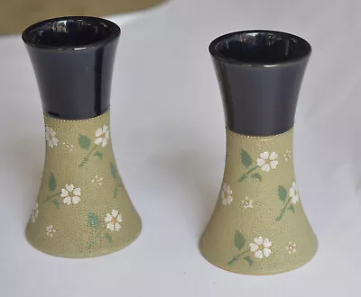 Buy Pair Of Art Nouveau  Lovatts Langley Ware Cobalt Blue And Grey Vases - 6  • 35£