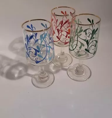 Buy Set Of Three Coloured Sherry Glasses Retro • 22£