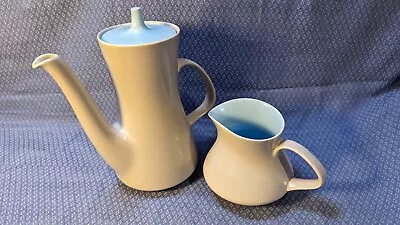 Buy Poole Pottery - Grey/Blue Twin Tone Coffee Pot. & Milk Jug C 1970. VGC • 11.70£