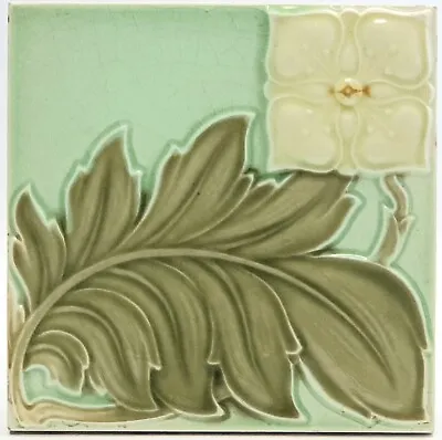 Buy Art Nouveau Fireplace Majolica Tile Floral Design Alfred Meakin Ltd C1905 • 60£