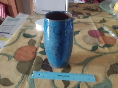 Buy Earthenware Studio Pottery Blue Glazed Vase/Beaker. 14cm Tall. Mark SA & Bee. • 9£