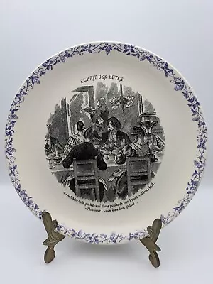 Buy Antique Sarreguemines Esprit Des Betes Plate ~ Spirit Of Beasts ~ C.1875-1900 • 9.95£