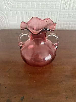 Buy Pretty Little Vintage Cranberry Glass Vase With Pontil Mark • 10£