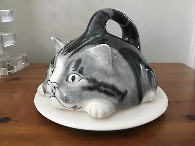 Buy Mike Hinton Winstanley Grey Cat Covered Butter Dish Or Cheese Dish , Chipped Ear • 10£