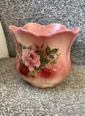 Buy Staffordshire Pink Floral Chintz Vintage Planter Decorative Pot 4” High • 7£