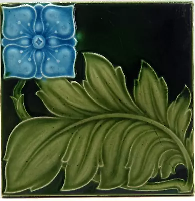 Buy Art Nouveau Fireplace Majolica Tile Floral Design By Alfred Meakin Ltd C1905 • 75£