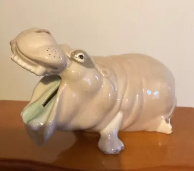 Buy Rare Szeiler Pottery Beige Yawning Hippo  Money Box. 20cm Long • 30£