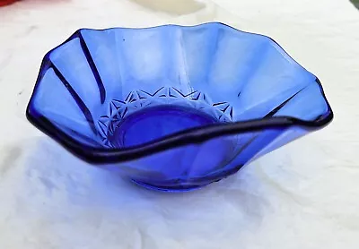 Buy Cobalt Blue Glass Decorative Vase Scalloped Edge Candy Dish • 11.40£