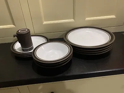 Buy Hornsea Contrast Brown And White Set Bowls Plates Vinegar Jug • 16£