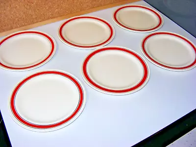 Buy 6  Mid Century Grindley Side Or Tea Plates. Red Border. C 1955. VGC • 8.99£