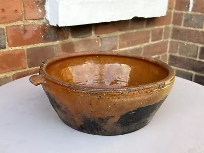 Buy ANTIQUE French Glazed Bowl Handled Dish Bowl Rustic Traditional Planter • 65£