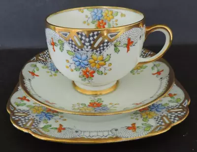 Buy Art Deco Vintage China Tea Set Trio.Royal Albert Crown China. Hand Painted. 7320 • 19.95£