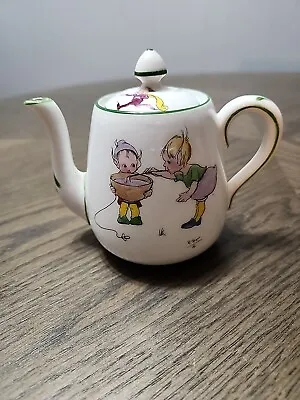 Buy Antique Crown Staffordshire Porcelain Child's Tea Pot,  Merry Elves • 30.34£