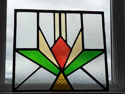 Buy Compact Art Deco Style Vintage Stained Glass Window Panel • 120£
