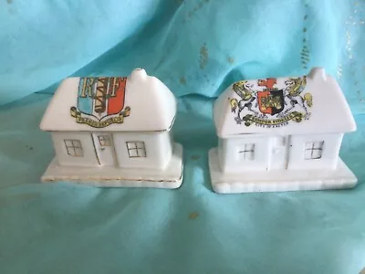 Buy 2 X Crested Ware Arcadian China Cottages (one Is War Edition 1914) • 6£