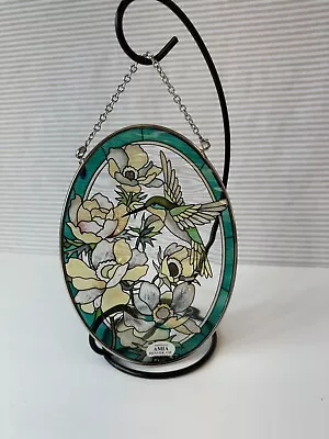 Buy AMIA Stained Glass Oval Hummingbird Floral Window Hanger Light Catcher 7  X 5  • 16.76£