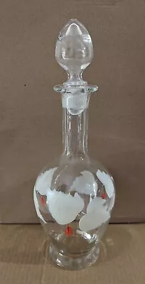 Buy Clear Glass White Leaf Pattern Decanter With Stopper • 24£