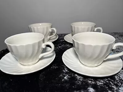 Buy Churchill Chelsea White Set 4 Cups & Saucers England Made Dishwasher Safe • 6.90£
