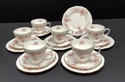 Buy Duchess June Bouquet Trios Pink Rose Floral Tea Set Bone China 18 Piece • 24.99£