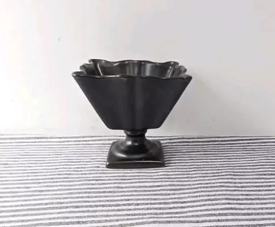 Buy Unusual Dartmouth Pottery Vase Black Vintage Pedestal Square Design Mantel Decor • 29.99£