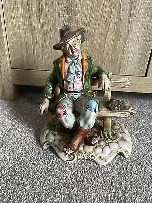 Buy Capodimonte Figure Modeled As A Tramp Wearing A Hat On A Bench • 15£