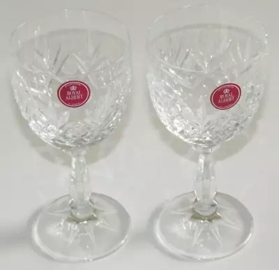 Buy Royal Albert Victoria - Boxed Pair Of Lead Crystal Wine Glasses - Brand New (A) • 19.99£