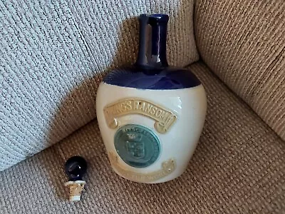 Buy Vintage Stoneware Whisky Flagon With A Cobalt Blue Top Kings Ransom Scotch • 8£