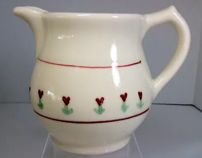 Buy VTG Hartstone Pottery 6  Pitcher Jug Cream  With Brown And Green Floral Accents • 15.17£