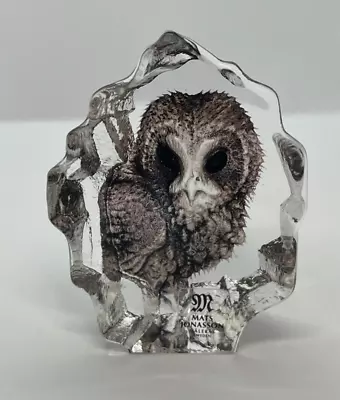 Buy Vintage Mats Jonasson Maleras Sweden Art Glass Small Owl Paperweight/ Ornament • 30£