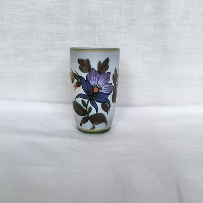 Buy Fiona Gouda Holland Iris Hand Painted  Vase 12 Cm Tall 7 Cm Diameter 1960's • 14.50£
