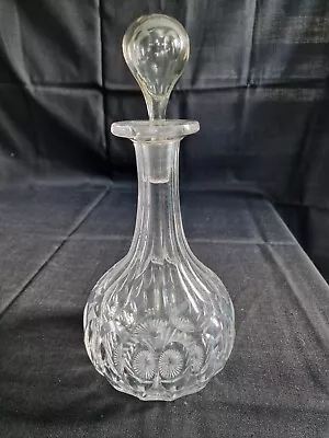 Buy Antique Crystal Cut Glass Wine Decanter Bubble Stopper • 12£