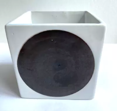 Buy Beautiful Black White Spot Vintage Troika  Pottery Cornwall Cube Vase • 99£