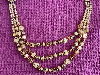 Buy Vintage 1940s/50s 3 Strand Faceted Glass Beads Necklace, Stunning Condition • 7£