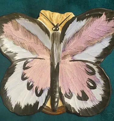 Buy Rare Hancock's Ivoryware Art Deco Butterfly Handpainted Dish C1930 Blue Pink • 18£