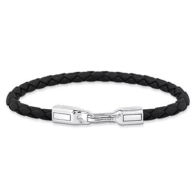 Buy Thomas Sabo Jewelry Unisex Leather Wrist Band Black Silver A2149-682-11 • 121.54£