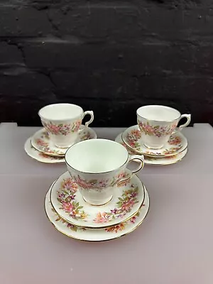 Buy 3 X Colclough Wayside Honeysuckle Tea Trios Cups Saucers And Side Plates Set (A) • 15.99£