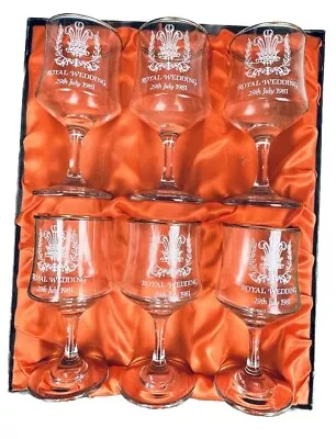 Buy Boxed Set Of Six - Royal Wedding 29th July 1981 - Commemorative Glassware/Goblet • 24.99£