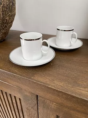 Buy Thomas Germany Medallion Thick Platinum Band White China Coffee Cups • 10£